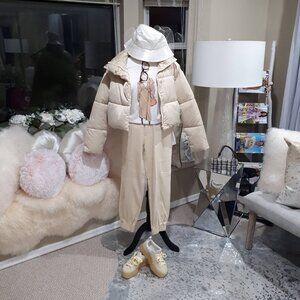 NWT Serra creme brulee butter elastic waist cotton blend pants, S